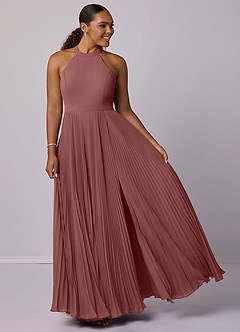 Barbie ♥ Azazie Bridesmaid Dresses Desert Rose A-Line Pleated Chiffon Dress image9