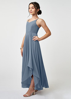 Azazie Collette Junior A-Linie Gestreift Chiffon Kleid Zwielichtviolett image3