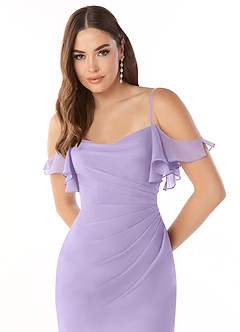 Azazie Emeralda Jurken voor bruidsmeisjes Jurk van Chiffon met Kolom Off the Shoulder Lila image6