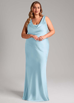 Azazie Rylina Bridesmaid Dresses Sky Blue Mermaid Stretch Satin Dress image9