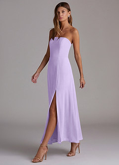 Azazie Wren Vestidos de madrinha de casamento Vestido Lilás de Chiffon de Linha A com Sem alças image3
