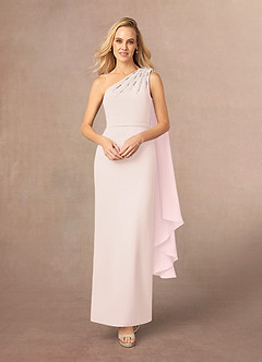 Azazie Gianna Mother of the Bride Dresses Blushing Pink One Shoulder Stretch Crepe Dress image1