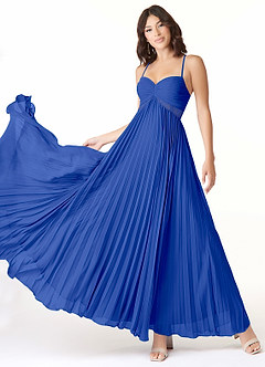 Azazie Devyn Abiti da Damigella Abito A-Line in Chiffon Corsetto Blu Reale image1