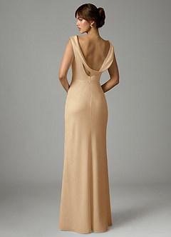 Azazie Kieryn Robes de demoiselle d'honneur Robe Sirène en Satin extensible Plissée Champagne image5