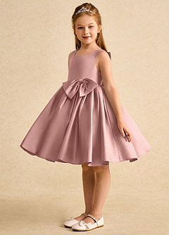 Azazie Jessie Flower Girl Dresses Rose Gold A-Line Bow Matte Satin Dress image4