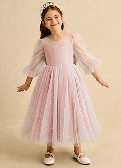Azazie Trudy Flower Girl Dresses Rosette Ball-Gown Sweetheart Neckline Tulle Dress image3