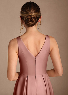 Azazie Fulton Mère de la mariée Robes Robe Trapèze en Satin extensible Plissée Rosette image6