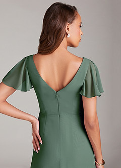 Azazie Soren Bridesmaid Dresses Eucalyptus A-Line Ruched Chiffon Dress image7