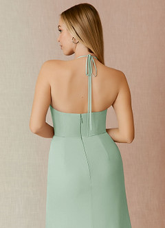 Azazie Miya Bridesmaid Dresses Agave Sheath Pleated Chiffon Dress image6
