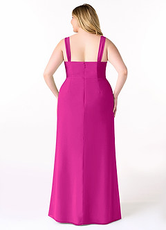 Azazie Denice Vestidos de damas de honor Vestido de Fucsia de Gasa de Corte Recto con Plisado image10