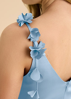 Azazie Gumdrop Junior Powder Blue Empire Pleated Stretch Satin Dress image8