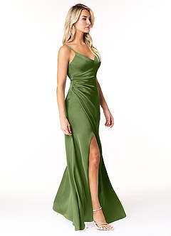 Azazie Marchella Bridesmaid Dresses Juniper A-Line Corset Stretch Satin Dress image5