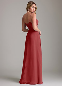 Azazie Terese Bridesmaid Dresses Rust A-Line Pleated Chiffon Dress image2