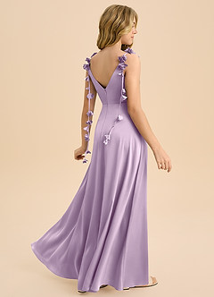 Azazie Gumdrop Junior Vestido de Lila Esmerilada de Satén Elástico de Imperio con Plisado image1