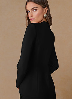 front Elara Svart Raffinerad vävd skräddarsydd kavaj