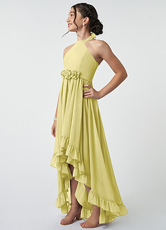 Azazie Hermione Junior Robe Trapèze en Mousseline de soie Sorbet Citron image4
