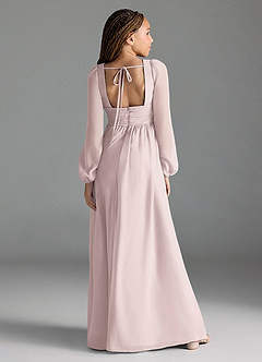 Azazie Norah Junior Blushing Pink A-Line Pleated Chiffon Dress image5