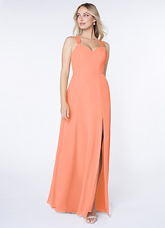 Azazie Jane Bridesmaid Dresses Sunset A-Line V-Neck Pleated Chiffon Dress image3