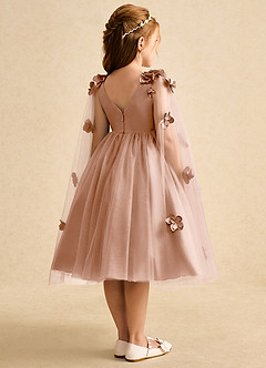 Azazie Staria Blumenmädchenkleider Ballkleid Gestreift Tüll Kleid Champagner Rosa image9