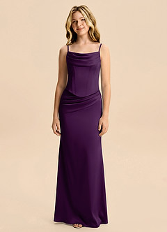 Azazie Sorrel Junior Robe Sirène en Satin extensible Drapé Grain De Raisin image6