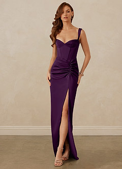 Christian Siriano Bridal for Azazie 1017 Bridesmaid Dresses Grape Sheath Sweetheart Neckline Stretch Satin Dress image1