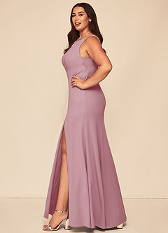 Azazie Rogue Final Sale Vintage Mauve Mermaid Scoop Side Slit Stretch Crepe Dress image9