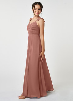 Azazie Emily Junior Cedar Rose A-Line Ruched Chiffon Dress image3