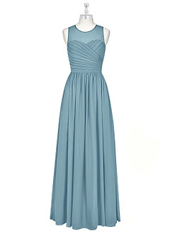 Azazie Nina Bridesmaid Dresses Moody Blue A-Line Pleated Chiffon Dress image6