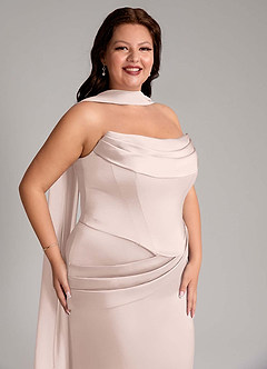 Azazie Sorrel Bridesmaid Dresses Blushing Pink Mermaid Strapless Stretch Satin Convertible Dress image13