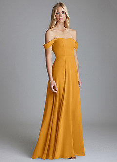 Azazie Seriana Brudtärnklänningar Klä av A-Linje i Chiffong Av axeln Knäck image4