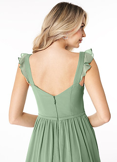 Azazie Stassie Vestidos de damas de honor Vestido de Matcha de Gasa de Corte en A con Corazón fruncido image6