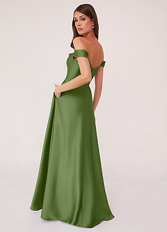 Barbie ♥ Azazie Robes de demoiselle d'honneur Robe Trapèze Convertible en Satin extensible Épaule décolletée Genévrier image3