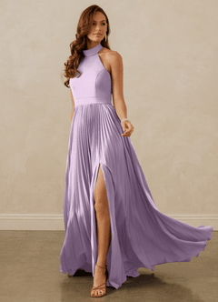 Christian Siriano Bridal for Azazie 1007 Brautjungfernkleider A-Linie Plissee Stretch-Satin Kleid Frostiges Flieder image3
