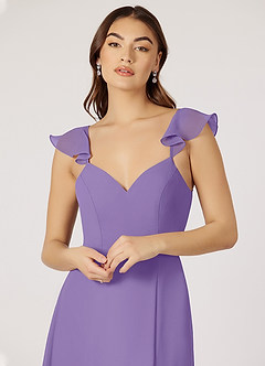 Azazie Everett Bridesmaid Dresses A-Line V-neck Ruched Chiffon Floor-Length Dress image5