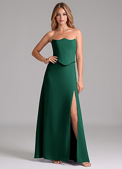 Azazie Jenilyn Bridesmaid Dresses Emerald A-Line Strapless Chiffon Dress image1