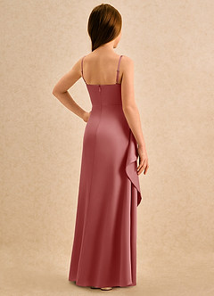 Azazie Cannoli Girls Formal Sukienki dla dziewczynek sypiących kwiaty Linia A Pofałdowany Satyna elastyczna Długość podłogi Sukienka image2