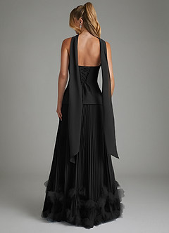 Azazie Alex Bridesmaid Dresses Black A-Line Corset Chiffon Dress image2