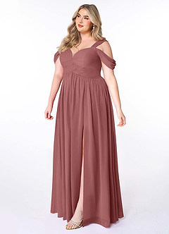Azazie Lianne Bridesmaid Dresses Amethyst A-Line Off the Shoulder Chiffon Dress image10
