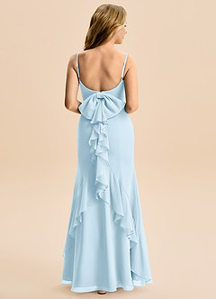 Azazie Lioren Junior Sky Blue Mermaid Bow Chiffon Dress image3