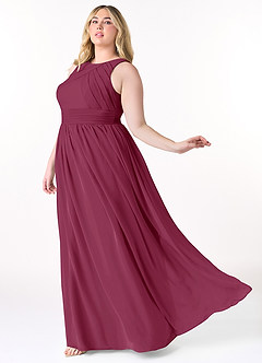 Azazie Harper Bridesmaid Dresses Mulberry A-Line Pleated Chiffon Dress image8