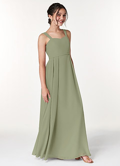 Azazie Simoan Junior Pistachio A-Line Sweetheart Neckline Chiffon Dress image3