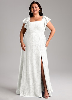 Azazie Bondi Šaty pro družičky A-Line Boční štěrbina Květinové vyhoření Délka podlahy Šaty image10