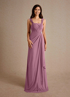 Azazie Clinton Mother of the Bride Dresses Vintage Mauve A-Line Pleated Mesh Dress image7