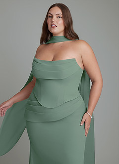 Azazie Sorrel Bridesmaid Dresses Eucalyptus Mermaid Corset Chiffon Dress image11