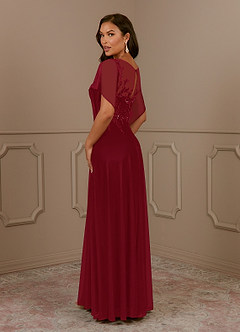 Azazie Cavell Mother of the Bride Dresses Burgundy A-Line Sequins Mesh Dress image5