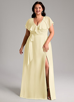 Azazie Lainey Brudtärnklänningar Klä av A-Linje i Chiffong med fickor Citronsorbet image10