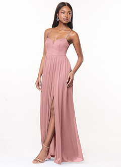 Azazie Marsol Abiti da Damigella Abito A-Line in Maglia Corsetto Rosa Polverosa image3