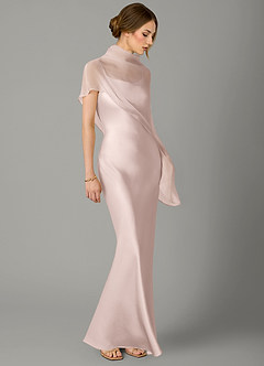 Azazie Jaleesa Morsiusneito Mekot A-linja Korkea kaulus Joustava satiini Lattian pituus Pukeutua image3