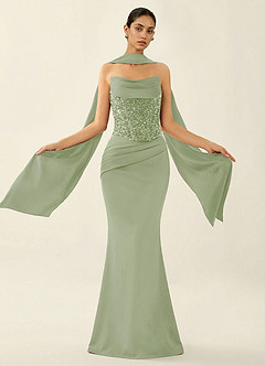 Melisande Mint Green Sparkly Corset Lace Up Back Mermaid Prom Dress image1