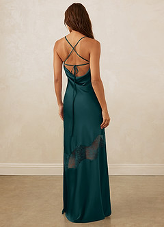 Christian Siriano Bridal for Azazie 1012 Bridesmaid Dresses Pine Sheath Lace Stretch Satin Dress image7